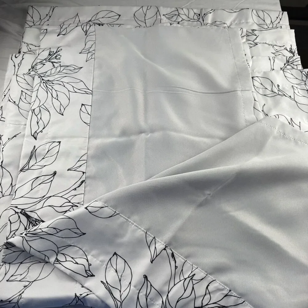 Drift Away Valances 52x20 Set Of 5 White w Black Stem And Leaf Pattern Design